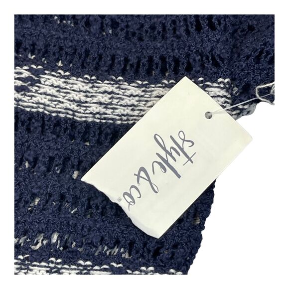Style&co. Cardigan Sweater Womens XL White Navy Striped Cotton Knit Short Sleeve - Picture 8 of 8
